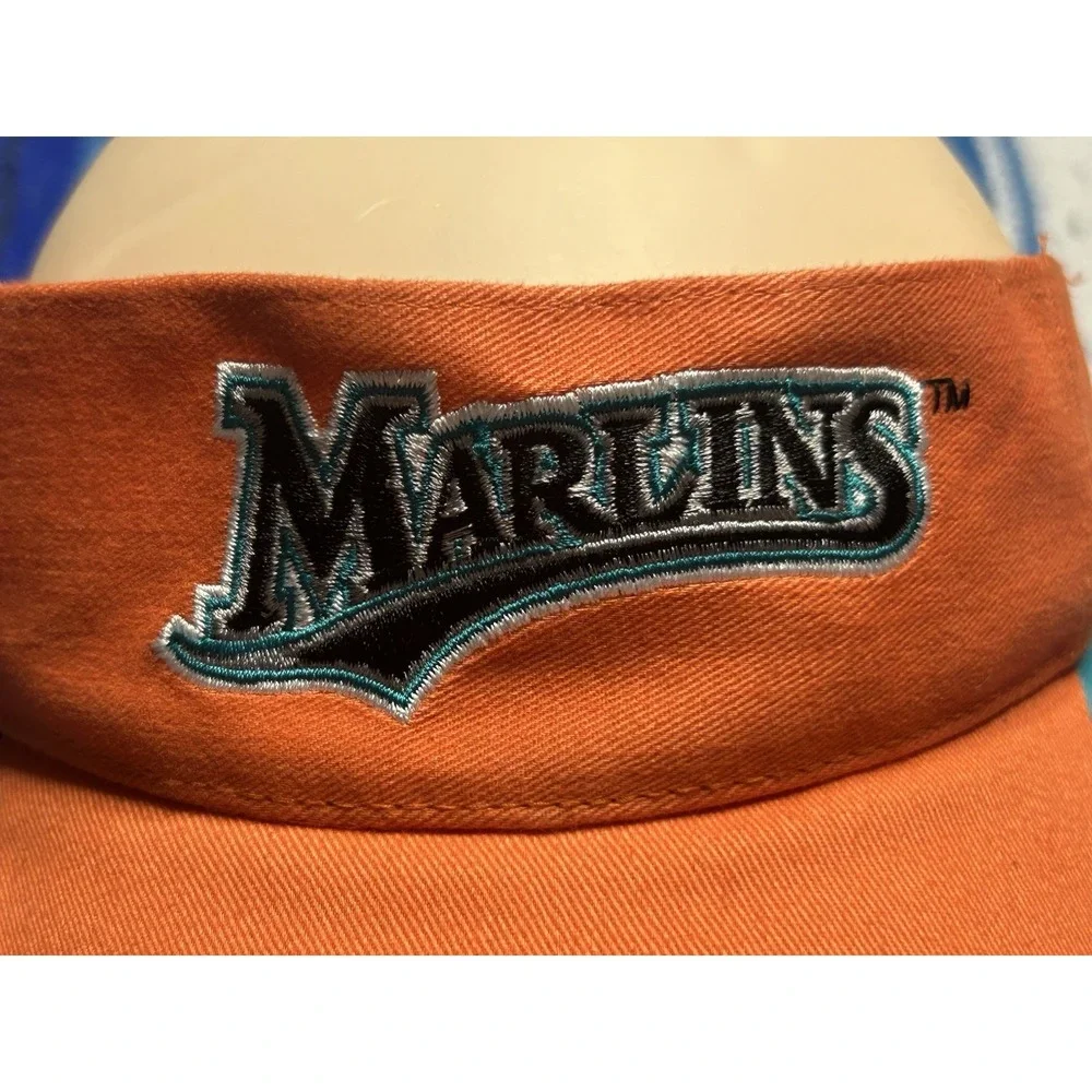 Y2K Miami Marlins MLB Baseball Visor Adjustable Budweiser Game Time Orange Teal
